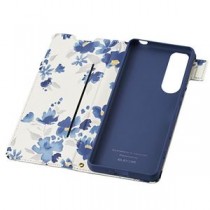 エレコム Xperia 5 III ケース カバー レザー 手帳 フラップ 花柄 マグネット ストラップホール付 ネイビー PM-X214PLFUJNV