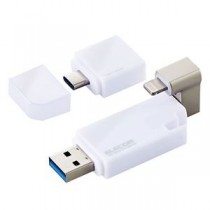 エレコム iPhone iPad USBメモリ Apple MFI認証 Lightning USB3.2(Gen1) USB3.0対応 Type-C変換アダプタ付 16GB ホワイト MF-LGU3B016GWH