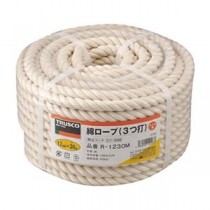 TRUSCO 綿ロープ 3つ打 線径12mm×長さ30m バンド掛け巻き R-1230M 1巻