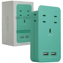 ファーゴ SATI COLOR電源タップ AC4個口+USB2ポート ライトブルー CT221LB 1個
