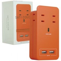 ファーゴ SATI COLOR電源タップ AC4個口+USB2ポート オレンジ CT221OR 1個
