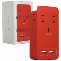 ファーゴ SATI COLOR電源タップ AC4個口+USB2ポート レッド CT221RE 1個