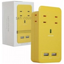 ファーゴ SATI COLOR電源タップ AC4個口+USB2ポート イエロー CT221YE 1個