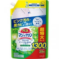 (まとめ) 花王 バスマジックリン 泡立ちスプレー SUPER CLEAN グリーンハーブの香り つめかえ用 1300ml 1個 【×5セット】