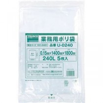 TRUSCO 業務用ポリ袋 240L タテ1800×ヨコ1400mm 厚さ0.15mm U-0240 1袋(5枚)