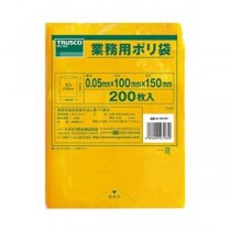 (まとめ) TRUSCO 小型黄色ポリ袋 0.05×100×150mm A-1015Y 1袋(200枚) 【×5セット】