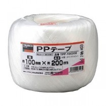(まとめ) TRUSCO PPテープ 100mm×200m 白 TPP-100200 1巻 【×5セット】