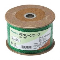 (まとめ) TRUSCO ポリグリーンロープ 4mm×50m ボビン巻 R-450PEG 1巻 【×3セット】