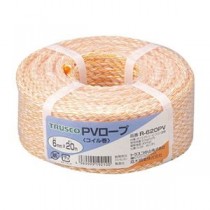 (まとめ) TRUSCO PVロープ 6mm×20m コイル巻 黄 R-620PV 1巻 【×3セット】