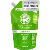 (まとめ) サラヤ ハッピーエレファント 野菜・食器用洗剤 グレープフルーツ 詰替用 500ml 1個 【×5セット】