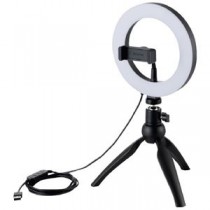 エレコム LEDリングライト 三脚スタンド付き ブラック DE-L02BK