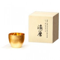 ウチキ 漆磨 漆塗りカップ 箔衣(はくごろも) ぐい呑 (二重構造 内金メッキ) SCW-GK801