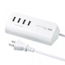 サンワサプライ マグネット付USB充電器(USB4ポート・ホワイト) ACA-IP53W