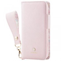 エレコム らくらくスマートフォン ソフトレザーケース Enchante'e 磁石付 ストラップ付 ピンク PM-F213PLFJM3PN