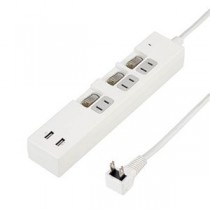 YAZAWA 個別スイッチ付3AC2USB3.4A 2m ホワイト Y02KS532WH2U