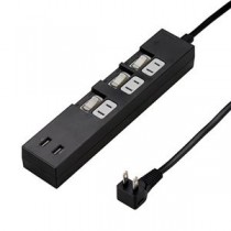 YAZAWA 個別スイッチ付3AC2USB3.4A 2m ブラック Y02KS532BK2U
