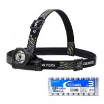 GENTOS シンプルヘッドライト + アルカリ乾電池 単3形10本パックセット GTR-831D+HDLR6/1.5V10P