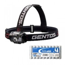 GENTOS LEDヘッドライト + アルカリ乾電池 単4形10本 CB-300D+HDLR03/1.5V10P