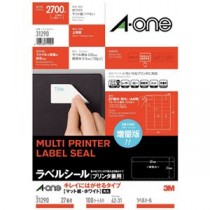 エーワン マルチラベル再剥離27面角丸100シート31290