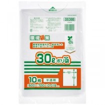 （まとめ）ジャパックス MAXバイオマス25%ポリ袋 30L半透明 10枚（×10セット）