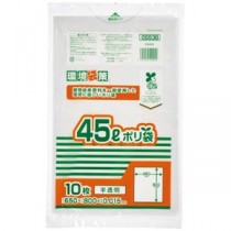 （まとめ）ジャパックス MAXバイオマス25%ポリ袋 45L半透明 10枚（×10セット）