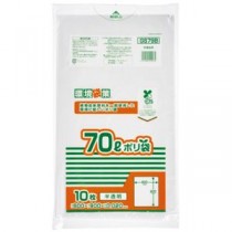 （まとめ）ジャパックス MAXバイオマス25%ポリ袋 70L半透明 10枚（×10セット）