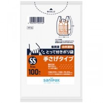 (まとめ）日本サニパック とって付きポリ袋 SS 白半透明 100枚 (×10セット）