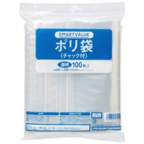 (まとめ）スマートバリュー ポリ袋チャック付 200X280mm 100枚 B808J (×10セット）