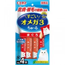 （まとめ） CIAO すごいオメガ3ちゅ～る まぐろ 14g×4本 （ペットフード・猫用） 【×10セット】
