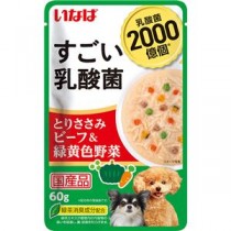 （まとめ） いなば すごい乳酸菌パウチ とりささみ ビーフ＆緑黄色野菜 60g （ペットフード・犬用） 【×24セット】