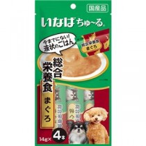 （まとめ） いなば ちゅ～る 総合栄養食 まぐろ 14g×4本 （ペットフード・犬用） 【×10セット】