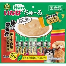 （まとめ） いなば Wanちゅ～る 総合栄養食 チーズ・野菜バラエティ 14g×20本 （ペットフード・犬用） 【×4セット】