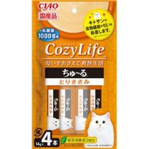 （まとめ） CIAO CozyLifeちゅ～る とりささみ 14g×4本 （ペットフード・猫用） 【×10セット】