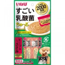 （まとめ） いなば すごい乳酸菌ちゅ～る ビーフ＆ささみ 緑黄色野菜入り 14g×4本 （ペットフード・犬用） 【×10セット】