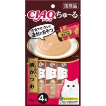 （まとめ） CIAO ちゅ～る とりささみ＆焼かつお 14g×4本 （ペットフード・猫用） 【×10セット】