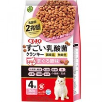 （まとめ） CIAO すごい乳酸菌クランキー 子ねこ用 まぐろ節味 760g（190g×4袋） （ペットフード・猫用） 【×3セット】