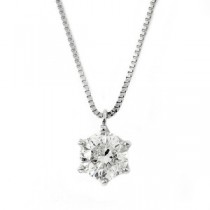 ダイヤモンドペンダント／ネックレス 一粒 1カラット プラチナ Pt900 大粒 1ct 照り重視 ダイヤネックレス 6本爪 Hカラー SI2 Good 鑑定書付き