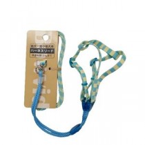 （まとめ）アンブルハーネスリード ボーダー 青【×2セット】 (犬用品/リード)