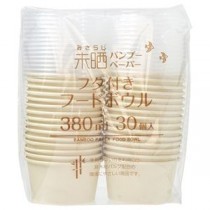 (まとめ) 未晒バンブー フタ付きボウル 380mL 30個入 【×2セット】
