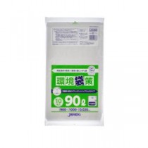 (まとめ) 環境袋策再生ポリ袋90L半透明10P 【×10セット】