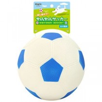 （まとめ）わんわんサッカーL ブルー （犬用玩具） 【×2セット】