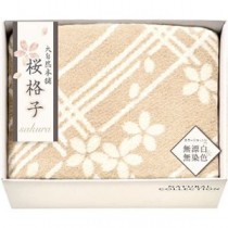 大自然本舗～桜格子～ 肌にやさしい自然色のシルク入り綿毛布(毛羽部分) L8053075