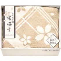 大自然本舗～桜格子～ 肌にやさしい自然色のシルク入り綿毛布(毛羽部分) L8053096