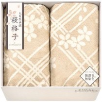 大自然本舗～桜格子～ 肌にやさしい自然色のシルク入り綿毛布(毛羽部分)2P L8053104