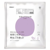 （まとめ） オルディ asunowa 再生ごみ袋LD乳白半透明 90L（10枚入） 【×5セット】