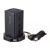朝日電器 タワーガタタップ12P4USB 黒