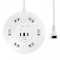 朝日電器 丸形集中スイッチ付USBタップ