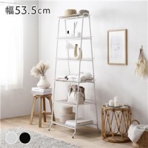 シェルフ ホワイト 約幅53.5×奥行48×高さ156cm パイプ スチール レトロ調 オープンラック 収納ラック インテリア家具 組立品