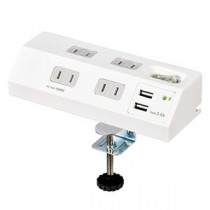 朝日電器 集中SW付デスクUSBタップWLS-DS4232SUA(W)