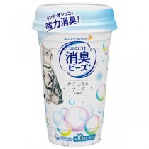 （まとめ）猫トイレまくだけ 香り広がる消臭ビーズふんわりナチュラルソープの香り 450ml 【×5セット】